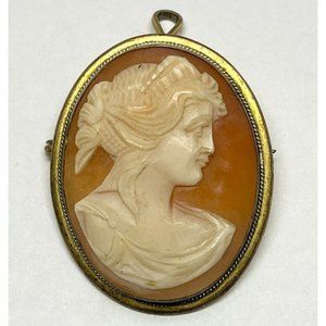 Estate 800 Silver Cameo Brooch Pin Pendant